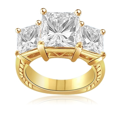 3ct bright Princess cut Diamond ring in vermeil