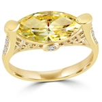 A gorgeous marquise-cut 3.0 cts. Diamond Essence citrine stone set horizontal in 14K Gold Vermeil or Platinum Plated Sterling Silver basket setting.