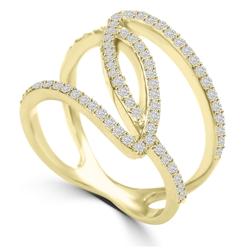 Diamond Essence 1 Ct. Brilliant Melee Set In Interwining, 14K Gold Vermeil Designer Setting.