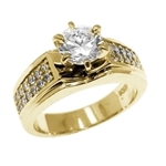Diamond Essence Ring With 1 Ct. Round Brilliant Center Set in Six Prong Setting and Sparkling Melee on The Band Enhance the look in 14K Gold Vermeil,1.25 Cts.T.W.