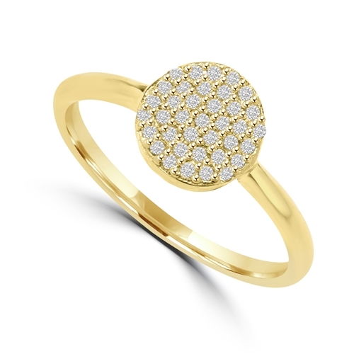 Diamond Essence Ring  with Brilliant Melee In Circular Pave Setting, 0.20 Ct.T.W. In 14K Gold Vermeil.