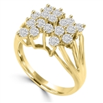 Diamond Essence Designer Ring With 1.70 Cts.T.W. Round Brilliant Stones Set In 14K Gold Vermeil Prong Setting.