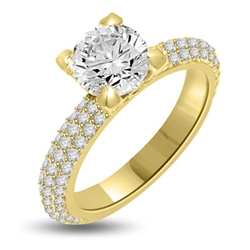 Wonderful Brilliance! You will behold this beauty forever with its glittering 1.25 Cts. Round Diamond Essence Brilliant sitting atop on 1.25 Cts. of Sheer sparkles on the band and on the prongs. Appx. 2.50 Cts.T.W. set in 14K Gold Vermeil.