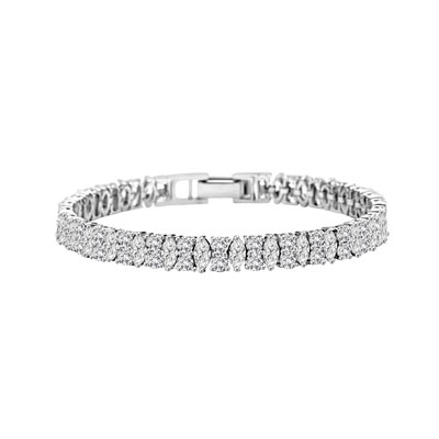 Diamond Essence Designer Bracelet With Marquise And Round Stones, 14 Cts.T.W. In 14K White Gold.