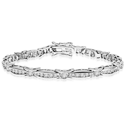 6.75 inch bracelet with unusual link setting in 14K Solid White Gold