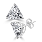 Trilliant cut Diamond earring with in Solid White Gold