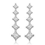 5 princess cut square Stone white  gold drop earring