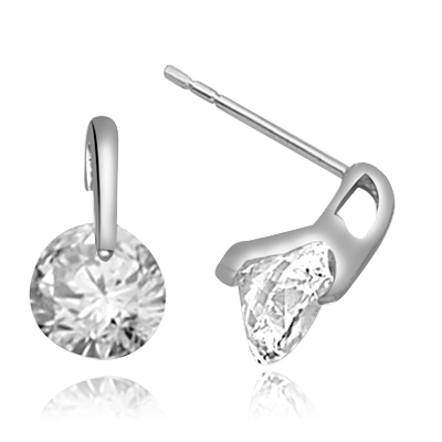 Diamond Studs earing in 14K Solid White Gold