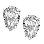 1.0 ct solid white Gold pear studs earrings