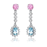 1.5 ct oval Blue Topaz essence earring in white gold