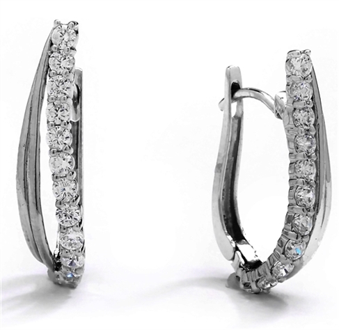 Diamond Essence 14K Solid White Gold Earrings with 2.50 Cts.T.W. Round Brilliant Stones.