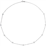 18 Inch Long Diamond Essence Nine Station Necklace With Round Brilliant Bezel-set Stones, 2.25 Cts.T.W. in 14K White Gold.