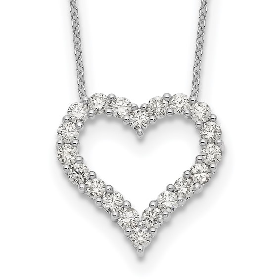 Open heart lab-grown diamond pendant necklace in 14K white gold by Diamond Essence