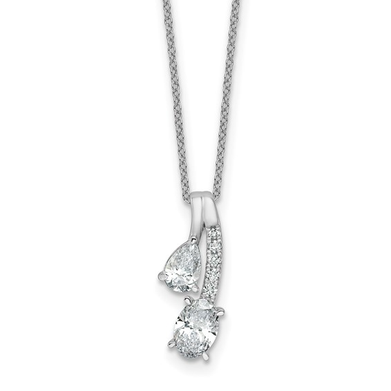 Pear and oval lab-grown diamond pendant necklace in 14K white gold by Diamond Essence