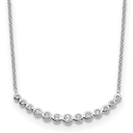 Bezel-set curved bar lab-grown diamond necklace in 14K white gold by Diamond Essence