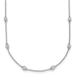 14K white gold bezel set diamond station necklace with 0.405 carat lab grown diamonds on an 18 inch cable chain