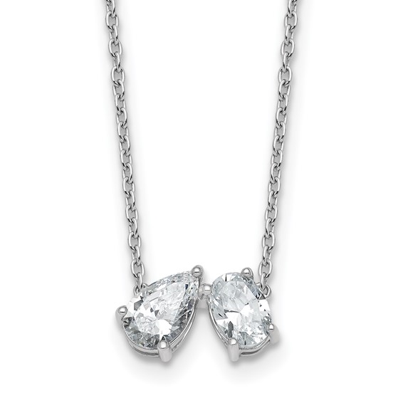 Toi et Moi pear lab-grown diamond necklace in 14K white gold by Diamond Essence