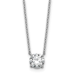 Round solitaire lab-grown diamond pendant necklace in 14K white gold by Diamond Essence