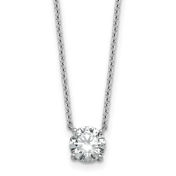 Round solitaire lab-grown diamond pendant necklace in 14K white gold by Diamond Essence