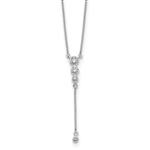 14K white gold bezel set diamond drop necklace with 0.25 carat lab grown diamonds on an 18 inch box chain