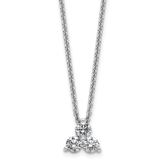 Trio lab-grown diamond pendant necklace in 14K white gold by Diamond Essence