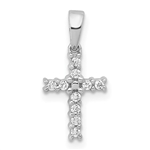 14K white gold diamond cross pendant with 0.10 carat lab grown diamonds