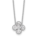 Floral cluster lab-grown diamond pendant necklace in 14K white gold by Diamond Essence