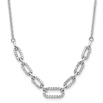 14K white gold diamond link necklace with 0.496 carat lab grown diamonds featuring oval links on an 18 inch chain