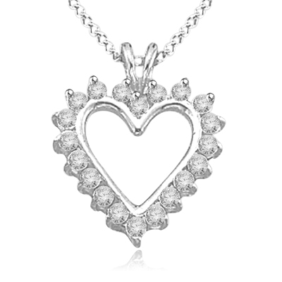 0.5 cts Diamond Essence Heart Pendants in white gold