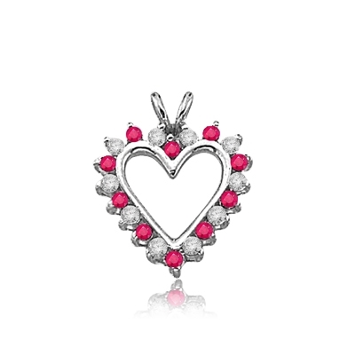Ruby Essence Heart Pendant - 0.5 Cts. T.W. set in 14K Solid White Gold.