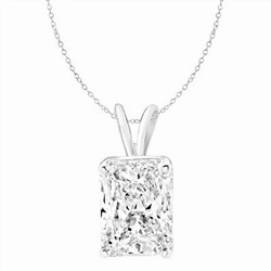 2ct radiant Emerald pendant in Solid white Gold