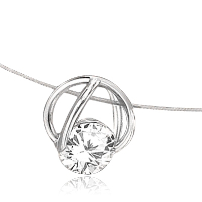 14K Solid White Gold Slide Pendant with classic Round Brilliant Diamond Essence. 1.25 Cts.T.W. (Also available in 14K Solid Gold, Item# GPD1712).