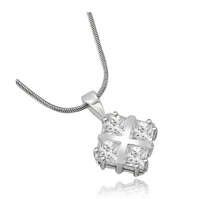4 Princess Cut Masterpieces pendant  in White Gold