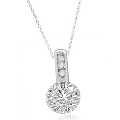Magnificent pendant with 2.0 cts. tension set in 14K Solid  White Gold