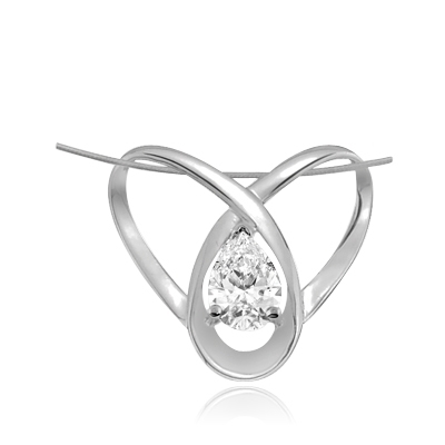 2ct pear cut stone set in orbit in white gold pendant