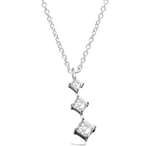 Princess cut Diamond Essence stones set graduating from small to large in 14K Solid White Gold, 2.5 cts.t.w. Chain included.