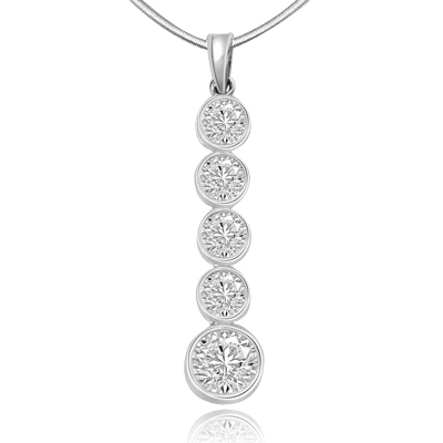 14k solid white gold pendant with 1.75 ct round stone