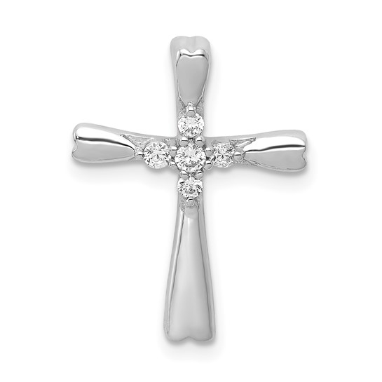 14k white gold diamond cross slide pendant