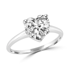 ring with heart stone set in 1 tone White gold