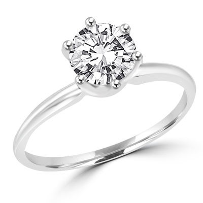 2 ct stone in solitaire white gold ring