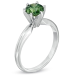 Diamond Essence Solitaire Ring With Emerald Round Brilliant stone, 2 Cts.T.W. In 14K White Gold.