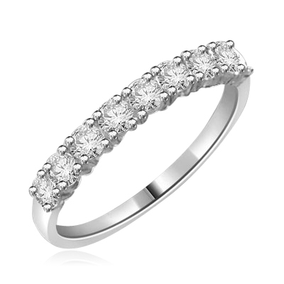 14K Solid White Gold ring with round stones 1.2 cts.t.w.