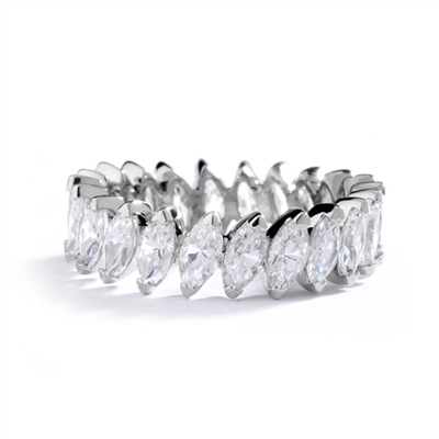 White gold ring- marquise cut stones set in angular setting