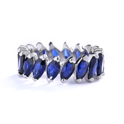 ring-eternity marquise cut sapphire stone in white gold