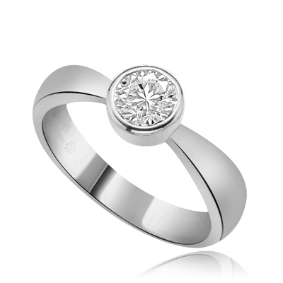 1ct round diamond essence stone in white gold ring