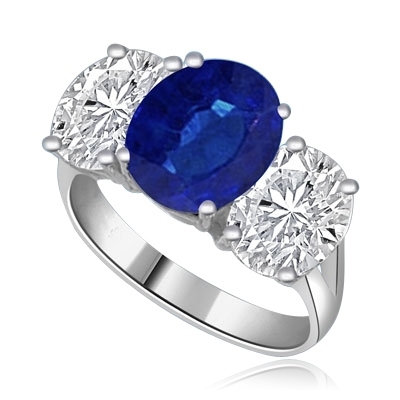 Three stone Jaw dropping oval sapphire stone ring