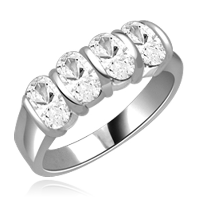Mesmerizing Band that is artfully decorated with four matching Oval Cut Diamond Essence Masterpieces. 2 Cts. T.W, in 14K  White Gold.
