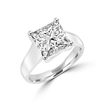 3.5 ct princess cut stone in white gold ring