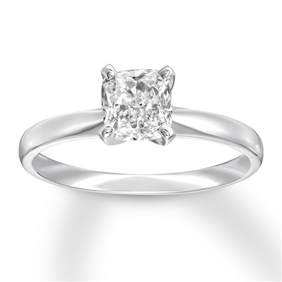 14K white gold ring with cushion cut  stone