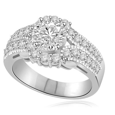 1.25ct Cocktail ring in 14K Solid White Gold